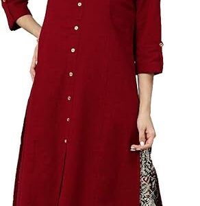 Yash Gallery Women'S Cotton Slub & Cambric Cotton Solid & Kalamkari Printed Straight Kurta Palazzo Set For Women